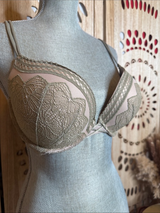 Victoria's Secret Other - Victoria's Secret Nude Bra with Olive Lace Overlay